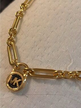 Michael Kors Gold-Tone MK Charm Link Necklace
